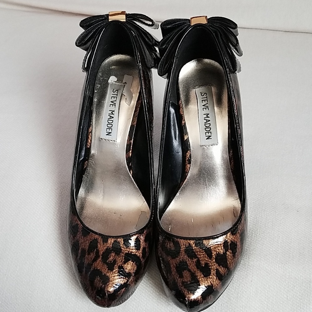 HP!💕Steve madden leopard print Heels w/Bow - Picture 2 of 8